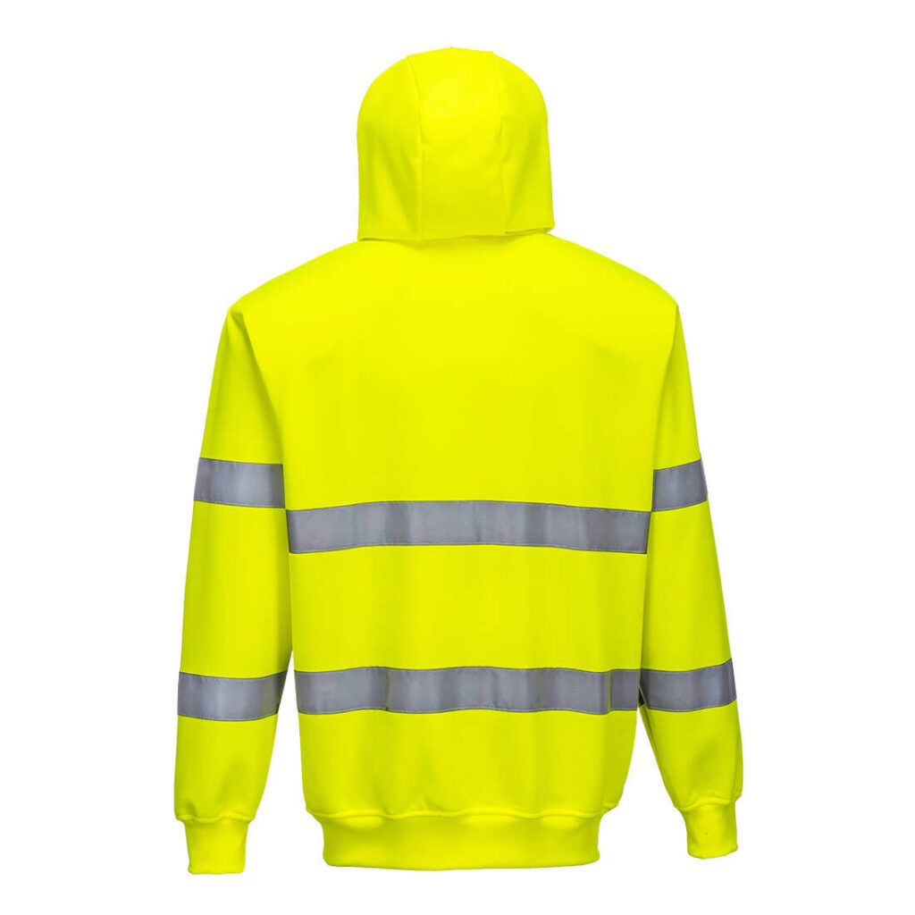 Portwest B305 Hi Vis Zipped Hoodie - Yellow - Rear