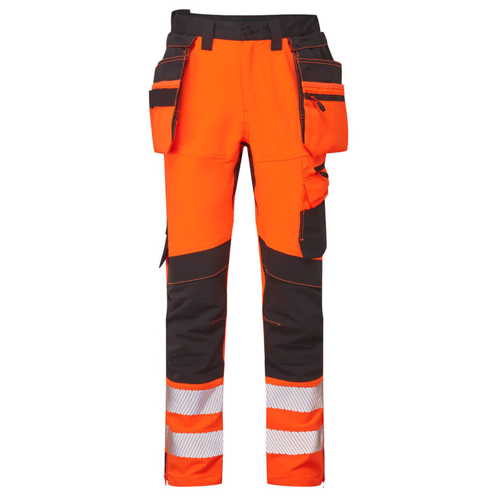 Portwest DX454 DX4 Hi Vis Detachable Holster Pocket Craft Trousers - Orange