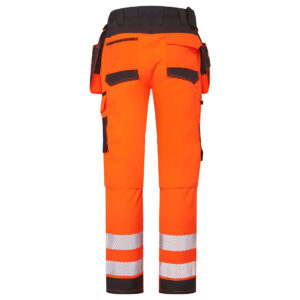 Portwest DX454 DX4 Hi Vis Detachable Holster Pocket Craft Trousers - Orange - Rear