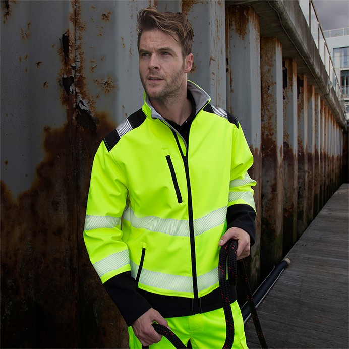 R476X Result Work-Guard Printable Ripstop Safety Softshell - Yellow - Front - Model