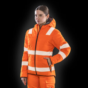 R500X Result Genuine Recycled Safe-Guard Ripstop Padded Safety Jacket - Orange - Front - Model