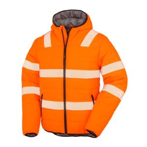 R500X Result Genuine Recycled Safe-Guard Ripstop Padded Safety Jacket - Orange - Front