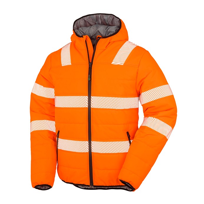 R500X Result Genuine Recycled Safe-Guard Ripstop Padded Safety Jacket - Orange - Front