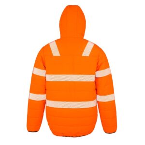 R500X Result Genuine Recycled Safe-Guard Ripstop Padded Safety Jacket - Orange - Rear