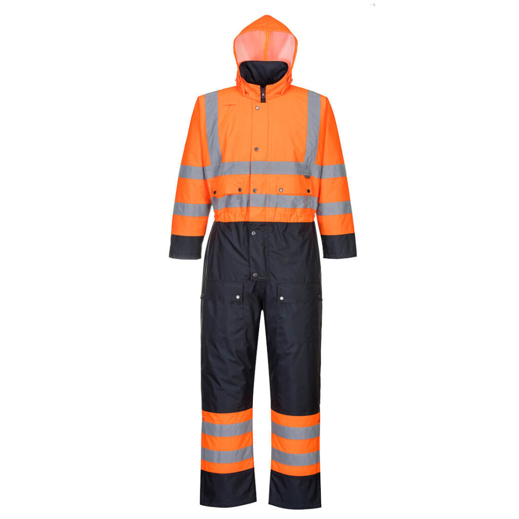 Portwest S485 Hi Vis Contrast Winter Coverall - Orange/Navy