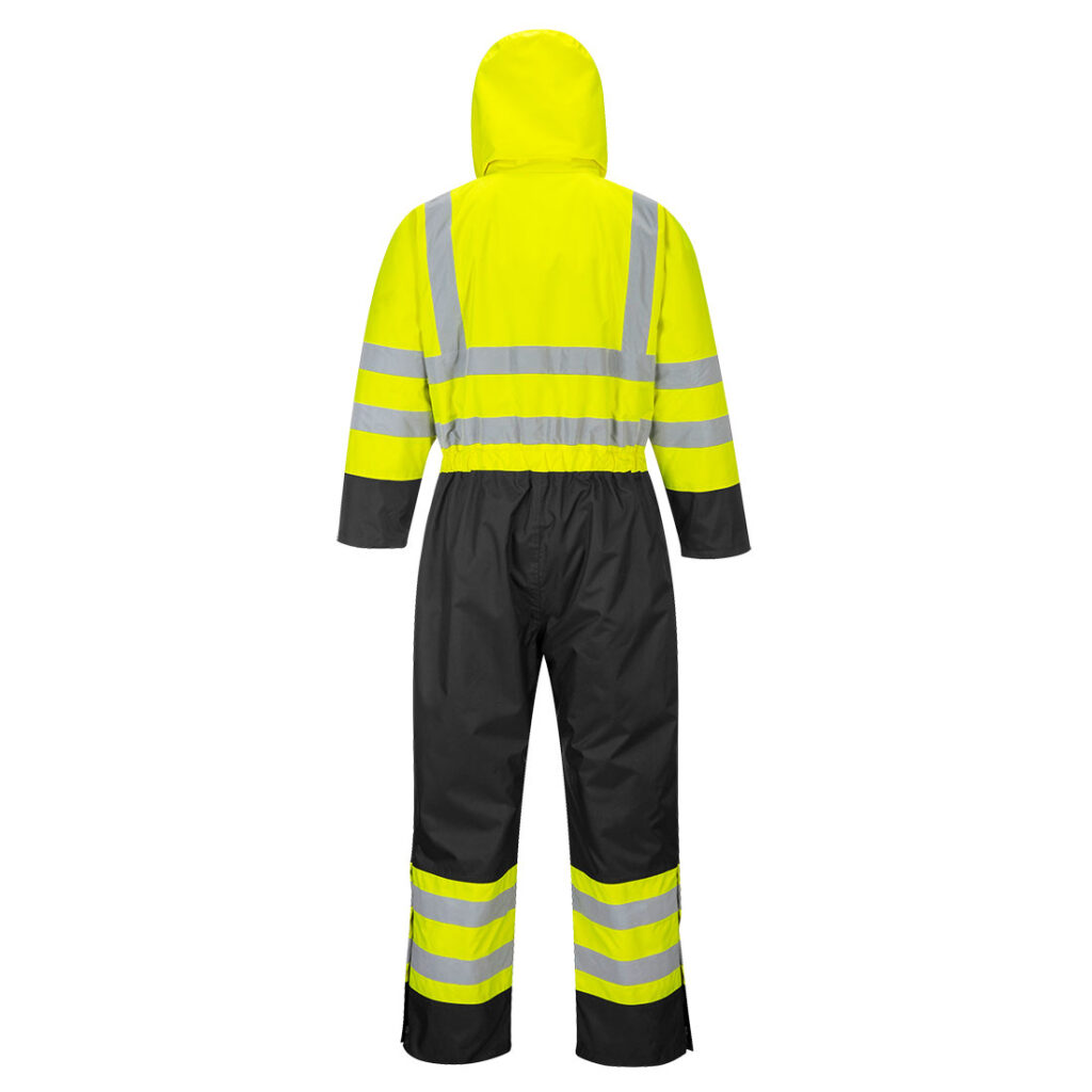 Portwest S485 Hi Vis Contrast Winter Coverall - Yellow/Black - Rear