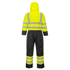 Portwest S485 Hi Vis Contrast Winter Coverall - Yellow/Black - Rear