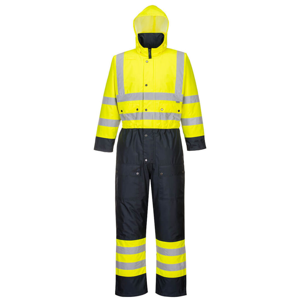 Portwest S485 Hi Vis Contrast Winter Coverall - Yellow/Navy