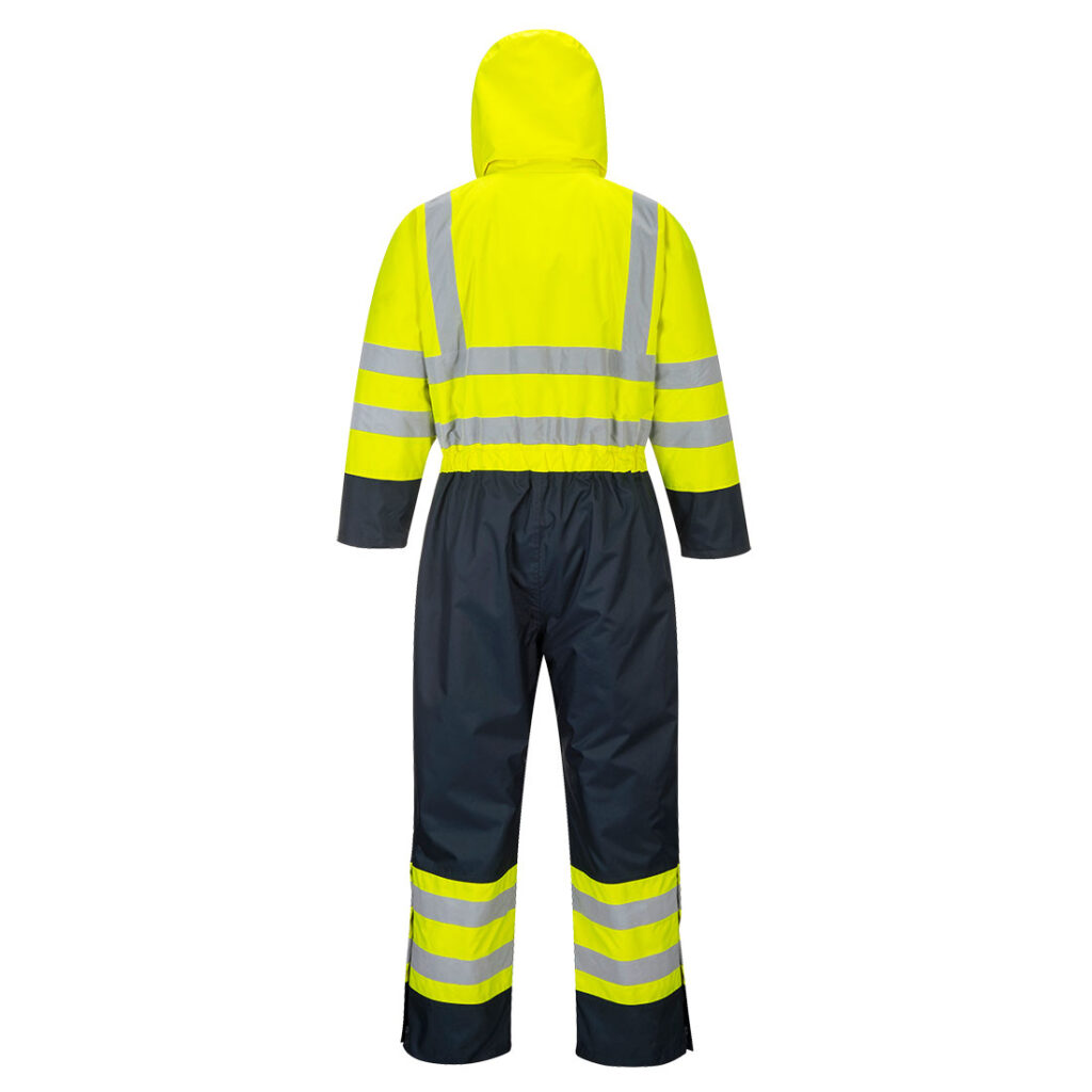 Portwest S485 Hi Vis Contrast Winter Coverall - Yellow/Navy - Rear