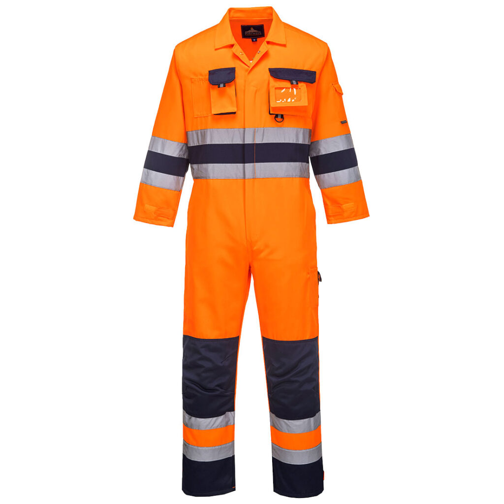 Portwest TX55 Nantes Hi Vis Contrast Work Coverall - Orange/Navy