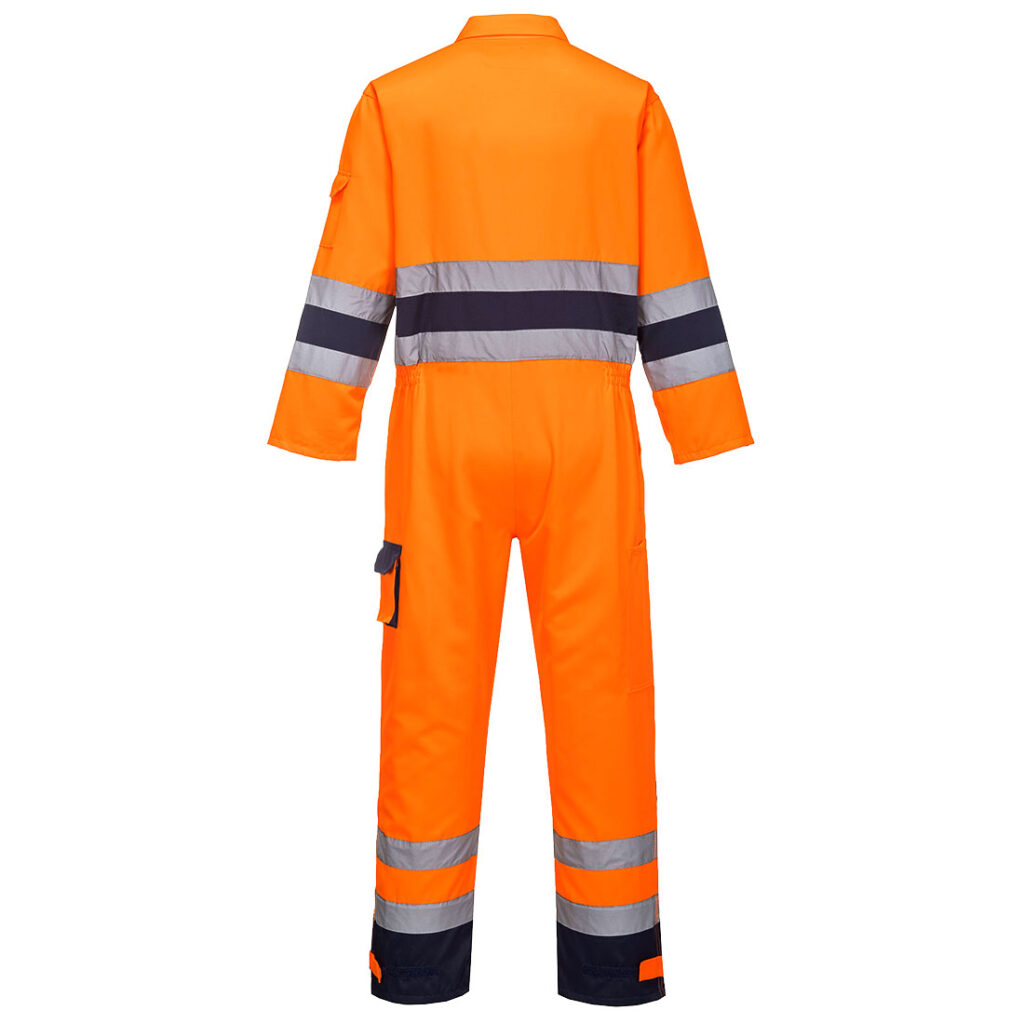 Portwest TX55 Nantes Hi Vis Contrast Work Coverall - Orange/Navy - Rear