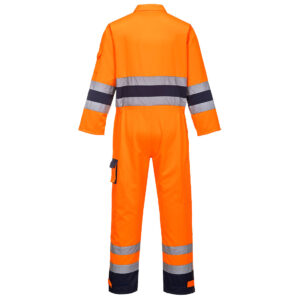 Portwest TX55 Nantes Hi Vis Contrast Work Coverall - Orange/Navy - Rear