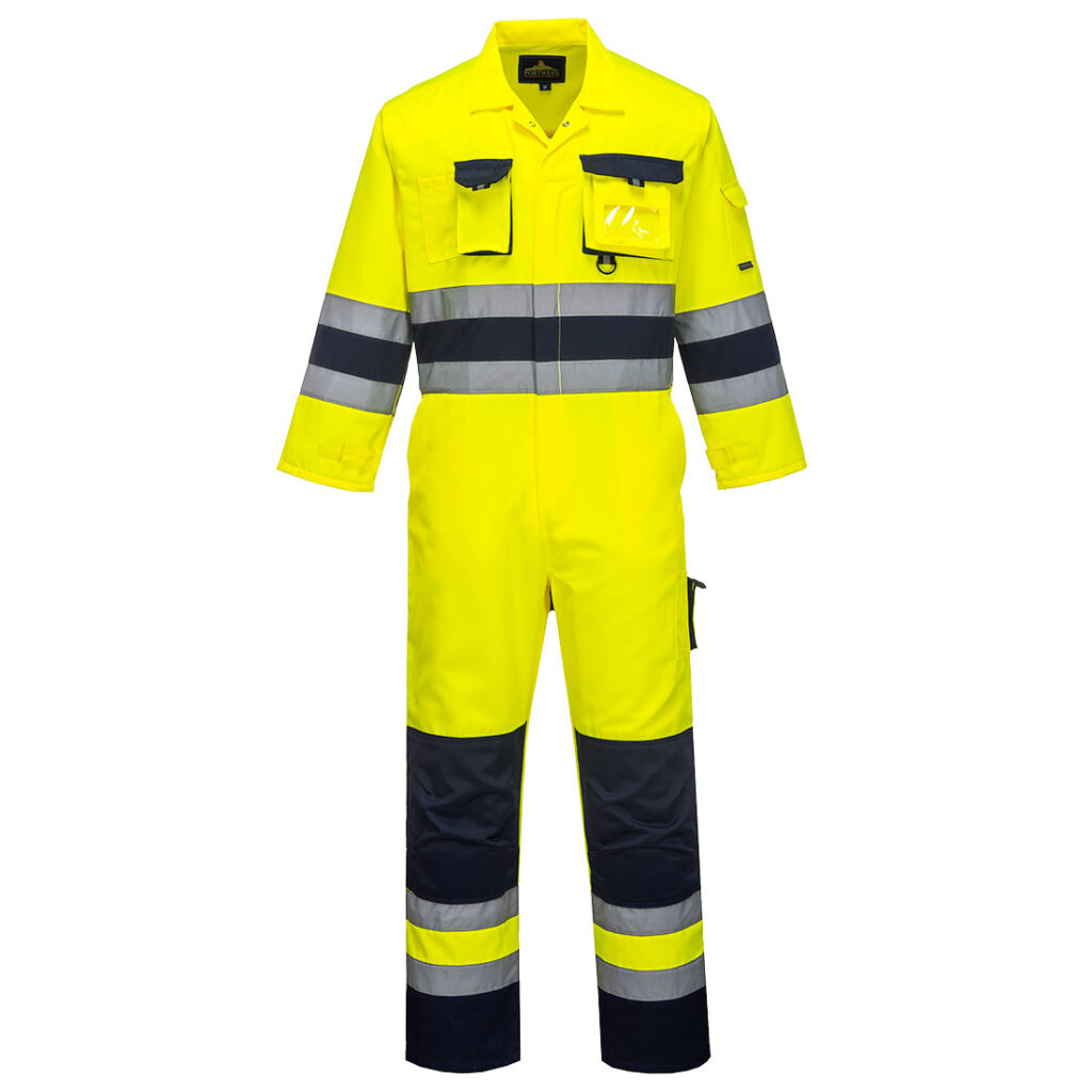 Portwest TX55 Nantes Hi Vis Contrast Work Coverall - Yellow/Navy