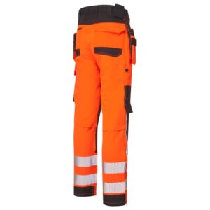 Portwest DX454 DX4 Hi Vis Detachable Holster Pocket Craft Trousers - Orange/Black - Rear Side Profile