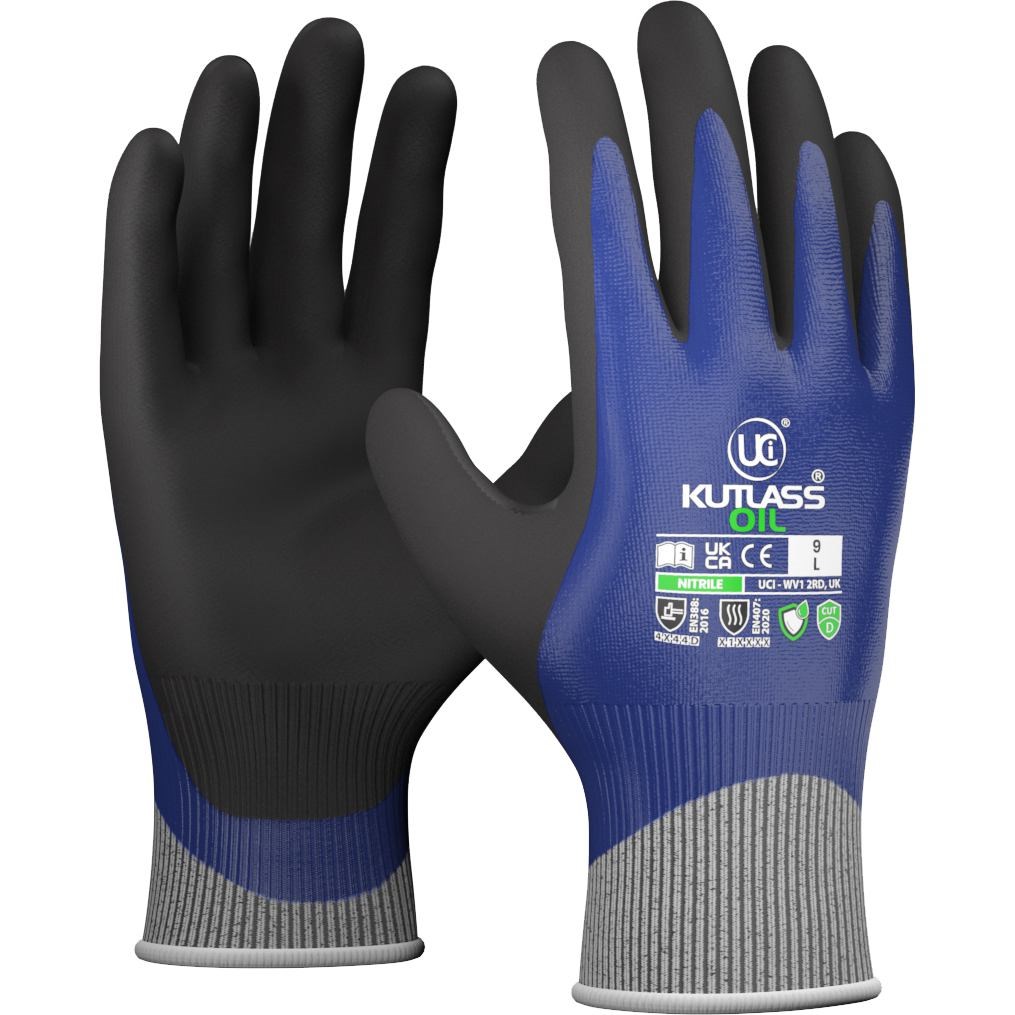 Kutlass Oil - Premium ISO D Dual Coated Nitrile Safety Gloves