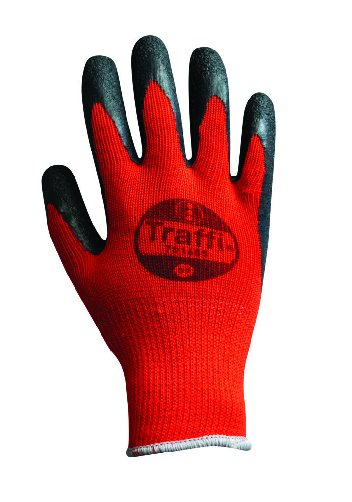 Traffi TG1655 POLYCOTTON CRINKLE LATEX Cut Level 1 Safety Glove