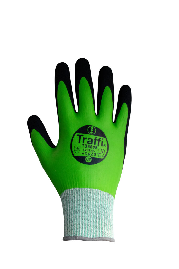 Traffi TG5895 WATERPROOF LATEX/NITRILE Cut Level D Safety Glove